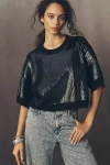 By Anthropologie The Goldie Crew-neck Cashmere Blend Sequin Sweater In Black