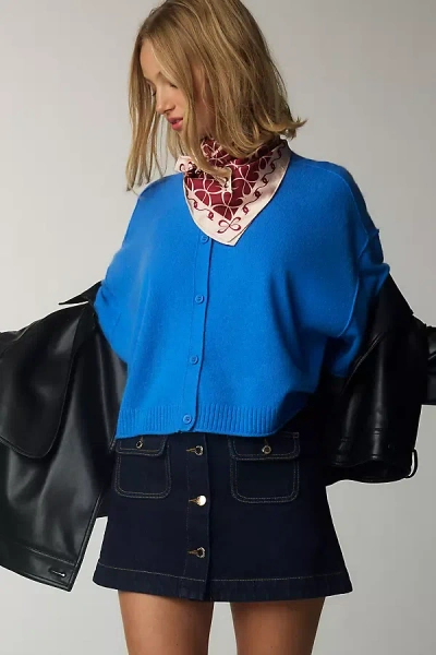 By Anthropologie The Goldie Crew-neck Cashmere Cardigan Sweater In Blue