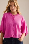 By Anthropologie The Goldie Crew-neck Cashmere Jumper: Cardigan Edition In Pink