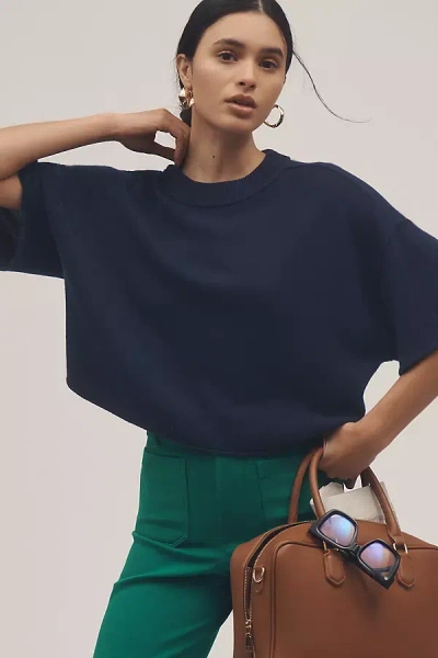 By Anthropologie The Goldie Crew-neck Cashmere Sweater In Blue
