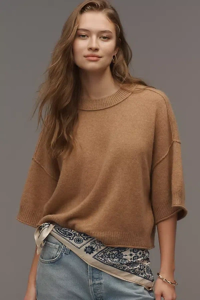 By Anthropologie The Goldie Crew-neck Cashmere Sweater In Brown