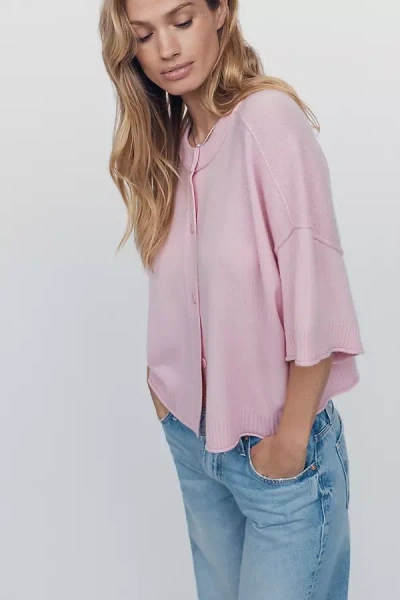 By Anthropologie The Goldie Crew-neck Cashmere Jumper: Cardigan Edition In Pink