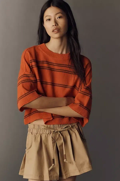 By Anthropologie The Goldie Crew-neck Linen Sweater In Brown