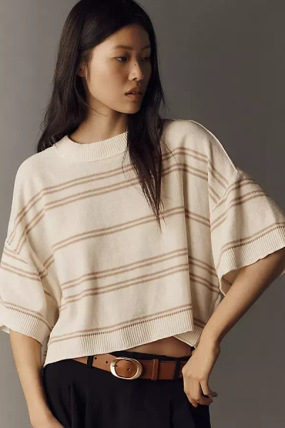 By Anthropologie The Goldie Crew-neck Linen Sweater In Neutral