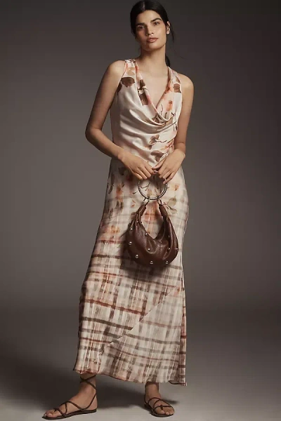 By Anthropologie The Gracie Cowl-neck Satin Slip Maxi Dress