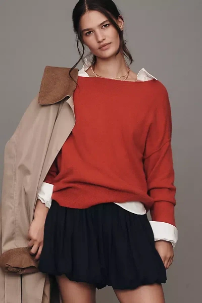 By Anthropologie The Haley Boat-neck Wool Blend Sweater In Red