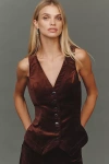 By Anthropologie The Halsey Slim Button-front Vest Top In Burgundy