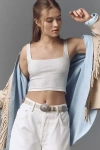 By Anthropologie The Hannah Seamless Textured Tank: Lurex Edition Top In White