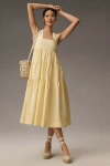 By Anthropologie The Helena Square-neck Babydoll Dress In Yellow