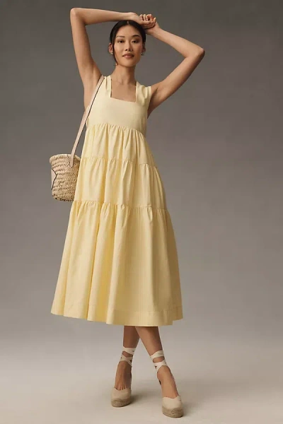 By Anthropologie The Helena Square-neck Babydoll Dress In Yellow