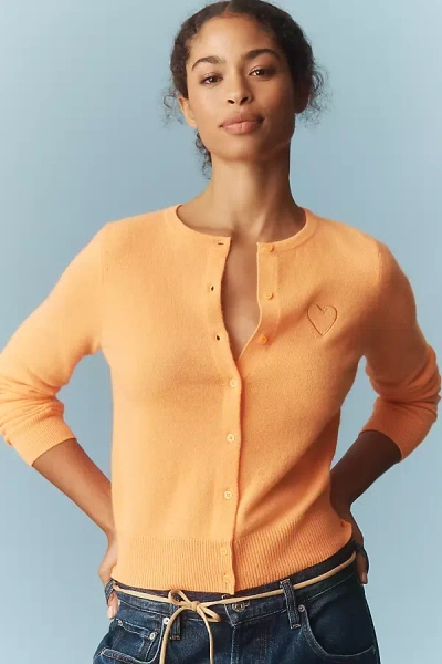 By Anthropologie The Juliet Cashmere Cardigan Sweater In Orange