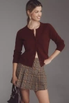 By Anthropologie The Juliet Cashmere Crew-neck Cardigan In Burgundy