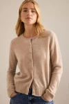 By Anthropologie The Juliet Cashmere Crew-neck Cardigan In Sand