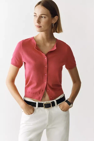 By Anthropologie The Juliet Cotton Cashmere Crew-neck Cardigan: Short-sleeve Edition In Brown