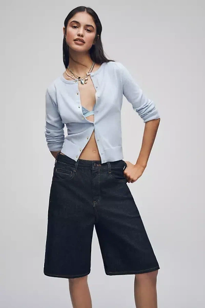 By Anthropologie The Juliet Crew-neck Cardigan Sweater: Cotton Blend Edition In Blue
