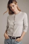 By Anthropologie The Juliet Crew-neck Cardigan Sweater: Cotton Blend Edition In Grey