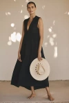By Anthropologie Sleeveless Tiered Gauze Maxi Dress In Black