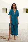 By Anthropologie The Kallie Flowy Maxi Dress In Blue