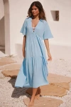 By Anthropologie The Kallie Flowy Maxi Dress In Blue