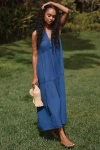By Anthropologie The Kallie Flowy Maxi Dress In Blue