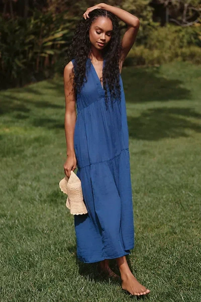 By Anthropologie The Kallie Flowy Maxi Dress In Blue