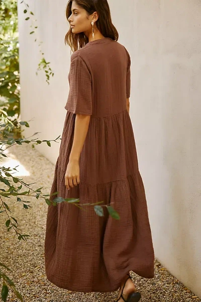 By Anthropologie The Kallie Flowy Maxi Dress In Brown