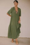 By Anthropologie The Kallie Flowy Maxi Dress In Green