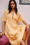 By Anthropologie The Kallie Flowy Maxi Dress In Orange