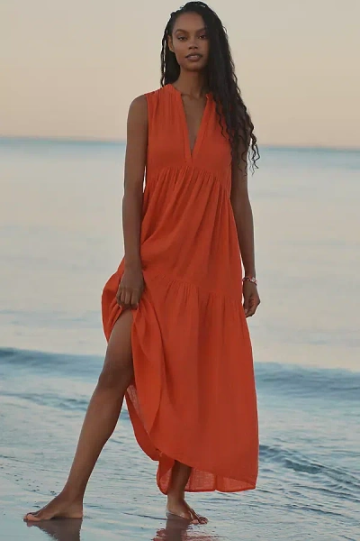 By Anthropologie The Kallie Flowy Maxi Dress In Red
