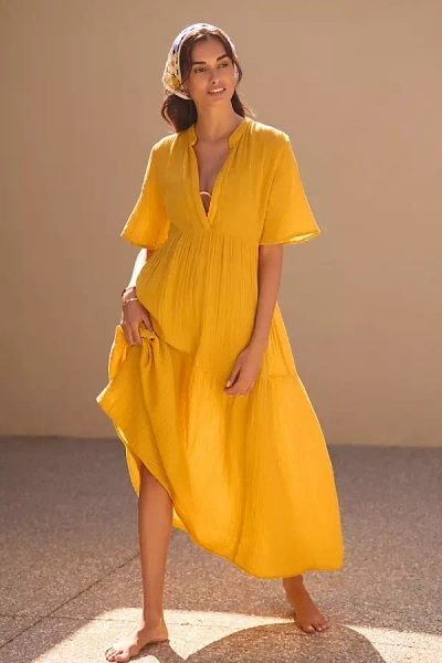 By Anthropologie The Kallie Flowy Maxi Dress In Yellow