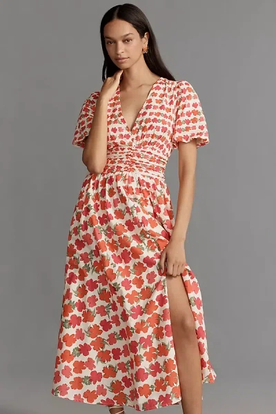 By Anthropologie The Katerina Button-front Dress In Orange