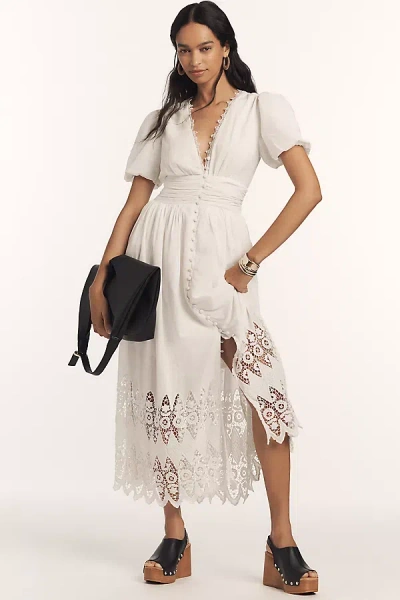 By Anthropologie The Katerina Button-front Dress: Eyelet Edition In White
