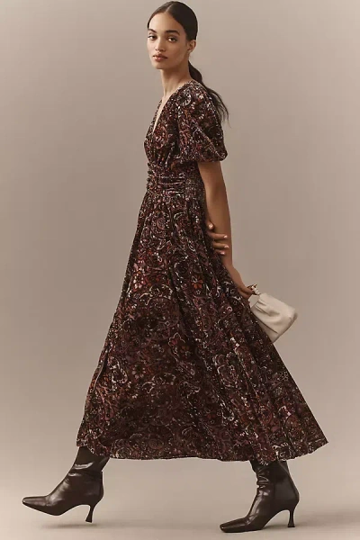 By Anthropologie The Katerina Button-front Dress: Velvet Edition In Pink