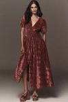 By Anthropologie The Katerina Button-front Dress: Velvet Edition In Red