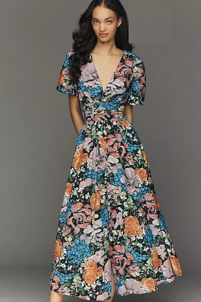 By Anthropologie The Katerina Button-front Midi Dress In Multi