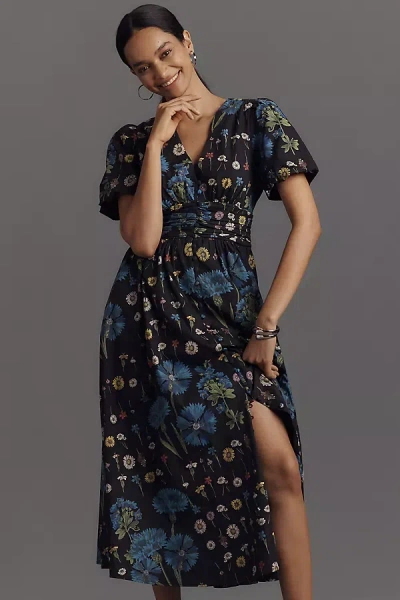 By Anthropologie The Katerina V-neck Button-front Dress In Multicolor