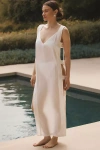 By Anthropologie The Levina Wide-strap Open-side Midi Dress In White