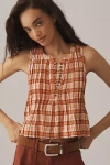 By Anthropologie The Lottie Plaid Pleated Tank Top In Multi