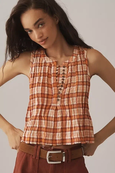 By Anthropologie The Lottie Plaid Pleated Tank Top In Multi