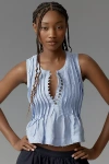 By Anthropologie The Lottie Pleated Linen Tank Top In Blue