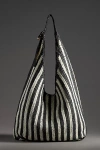 By Anthropologie The Love Knot Slouchy Bag: Raffia Buckle Edition In Black