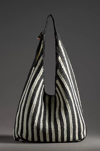By Anthropologie The Love Knot Slouchy Bag: Raffia Buckle Edition In Black