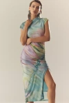 By Anthropologie The Maya Ruched Cowl-neck Dress: Mesh Edition