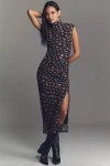 By Anthropologie The Maya Ruched Cowl-neck Mesh Dress In Black
