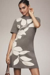 By Anthropologie The Nina Short-sleeve Mock-neck Mod Mini Dress In Gray