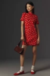By Anthropologie Mock-neck Short-sleeve Mini Shift Dress In Multicolor