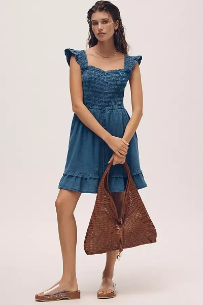 By Anthropologie The Peregrine Denim Mini Dress In Blue