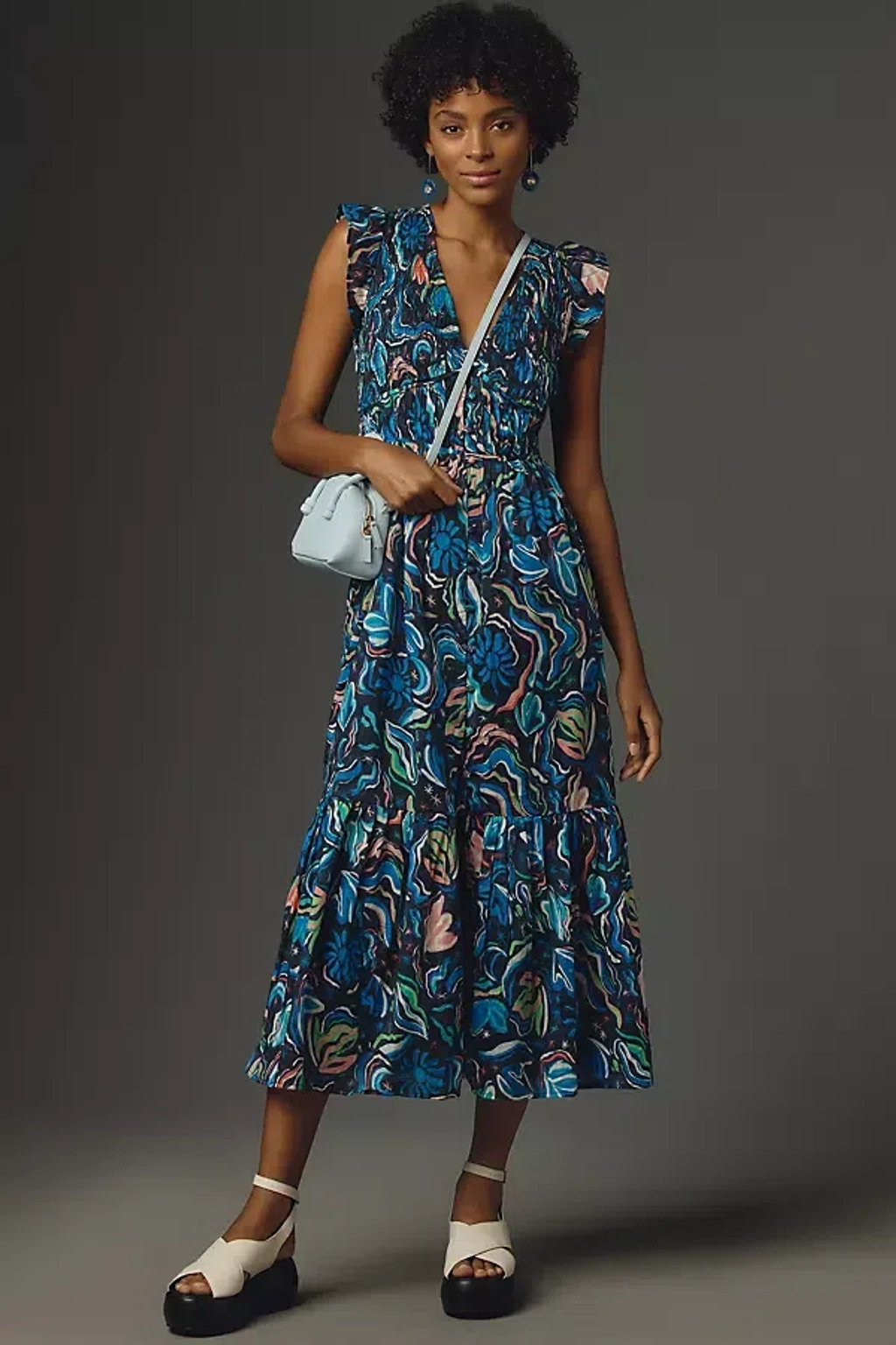 By Anthropologie The Peregrine Midi Dress In Blue | ModeSens