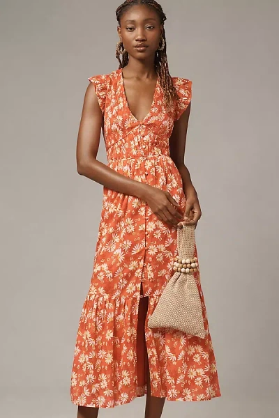 By Anthropologie The Peregrine Midi Dress In Red