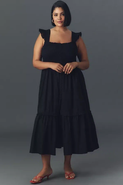 By Anthropologie The Peregrine Midi Dress: Square-neck Edition In Black